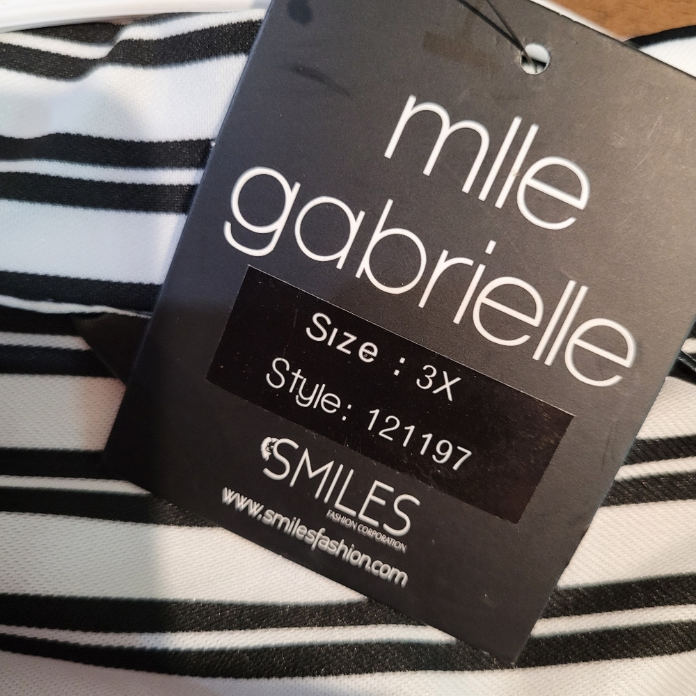 Mlle Gabriel NWT size 3X black and white strip women's dress - Picture 3 of 14